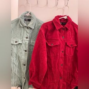Zara Corduroy Jacket Set - Red and Teal